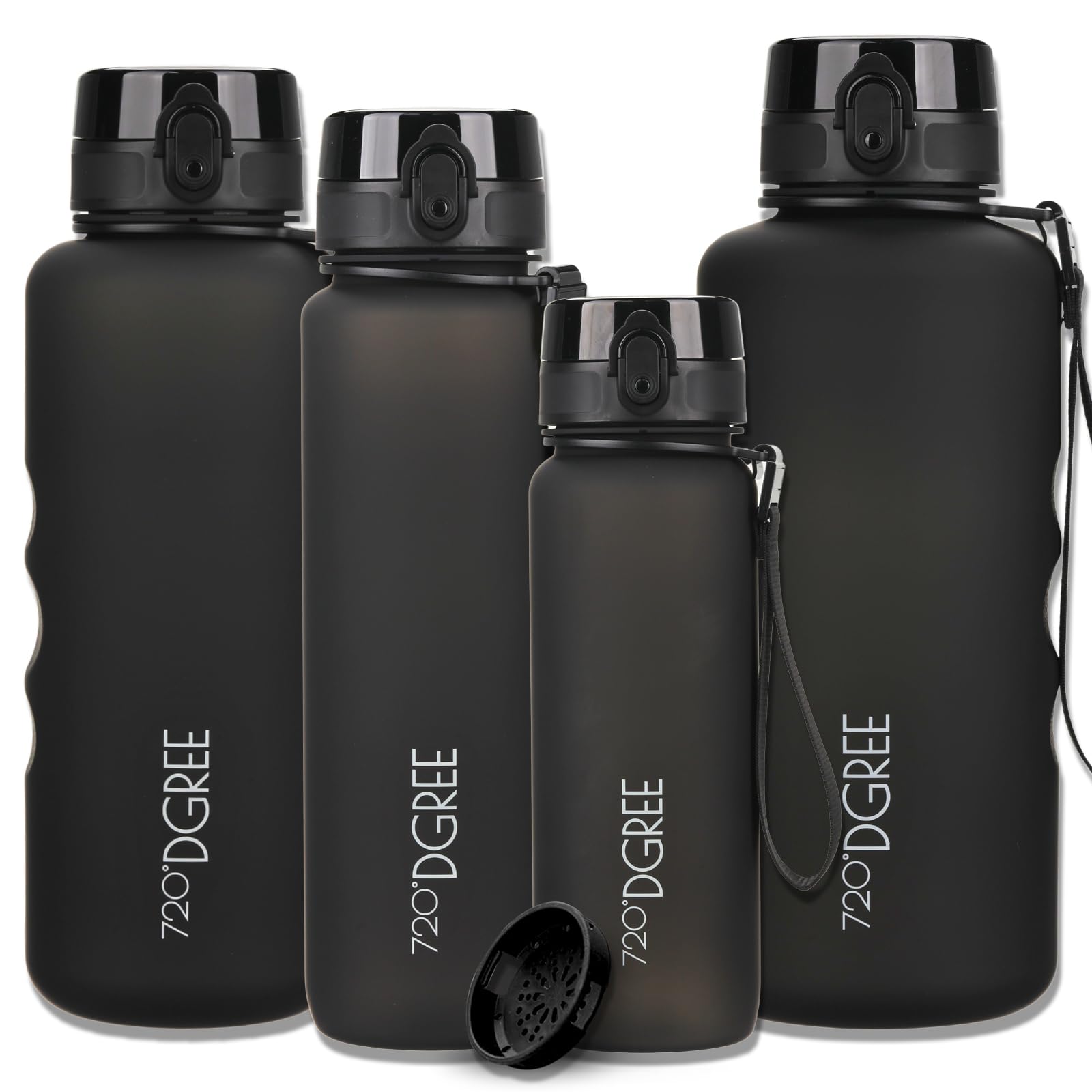 720°DGREE Trinkflasche 750ml “uberBottle“ abnehmbare Schlaufe +Motivationsskala, Sieb - Auslaufsicher, Leicht, BPA-Frei - Tritan Sportflasche - Wasserflasche für Sport, Fitness, Fahrrad, Outdoor