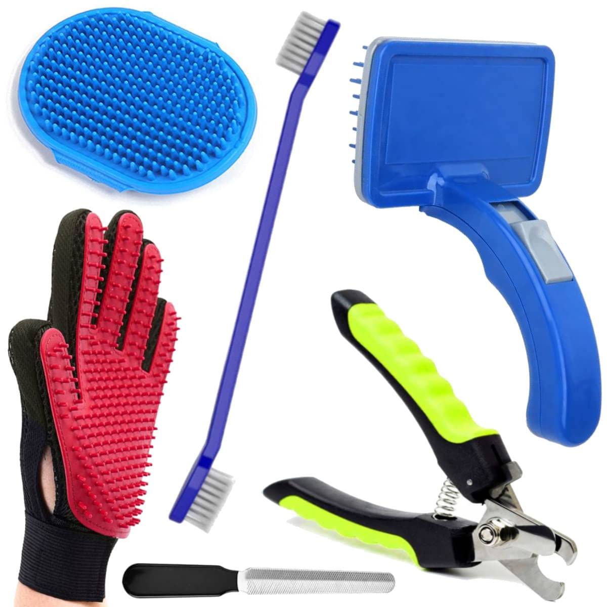 Woofy Combo 6 in 1 Dog Grooming Kit Hand Glove Bath Brush + Toothbrush + Slicker Bath Brush + Nail Cutter + Nail Filler + Pet Self Cleaning Slicker Comb for Dogs and Cats (B0C1S5RD9G) Amazon Price History, Amazon Price Tracker