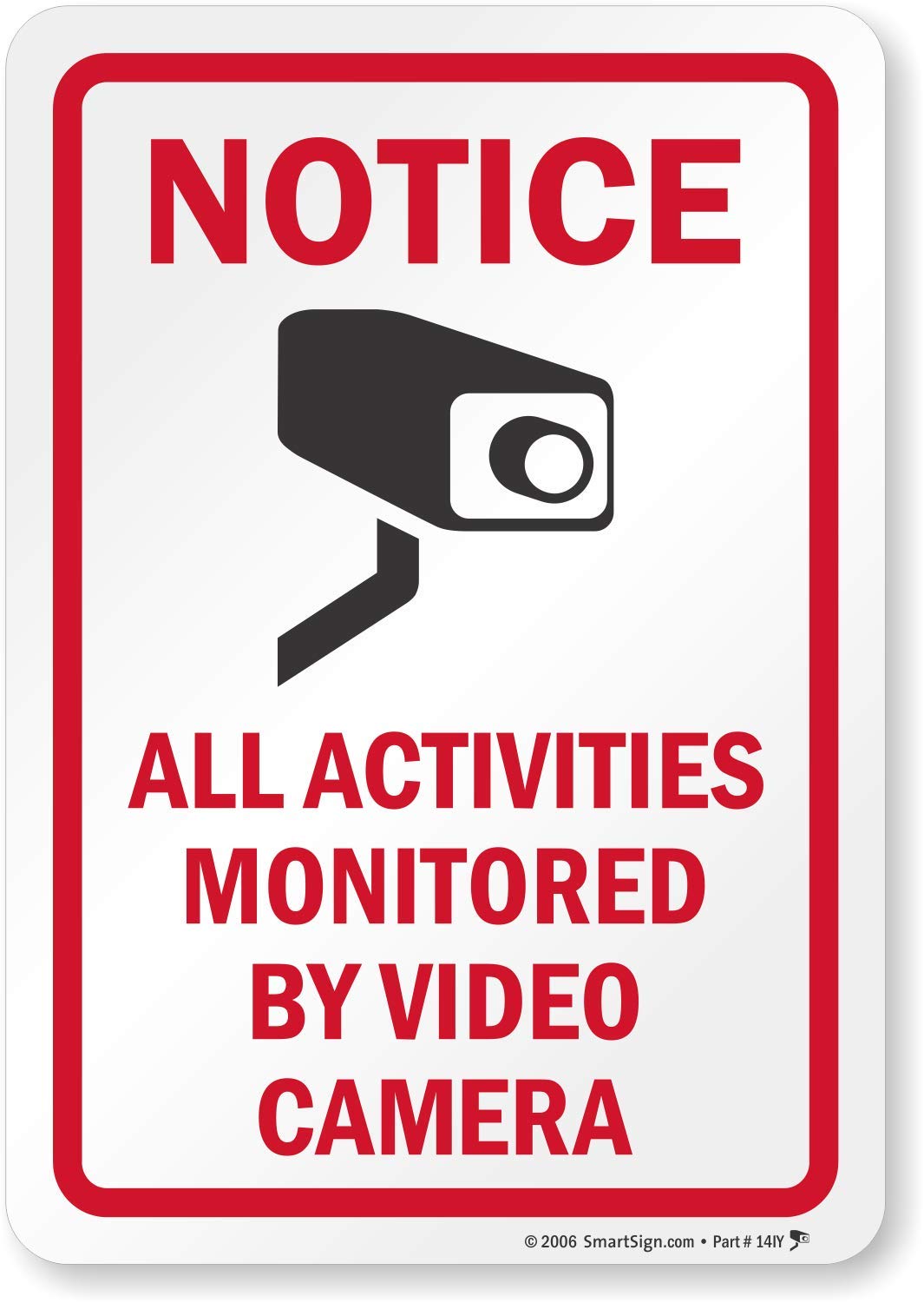 SmartSign 12" x 18" (2-Pack) All Activities Monitored By Video Camera Yard Sign with 15" Metal H-Stake, Double Sided Sign with Camera Symbol, 160 mil Thick Corrugated Plastic Lawn Signs