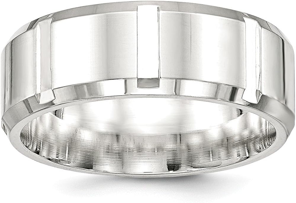 Solid 925 Sterling Silver 8mm Men's Unique Wedding Band Ring