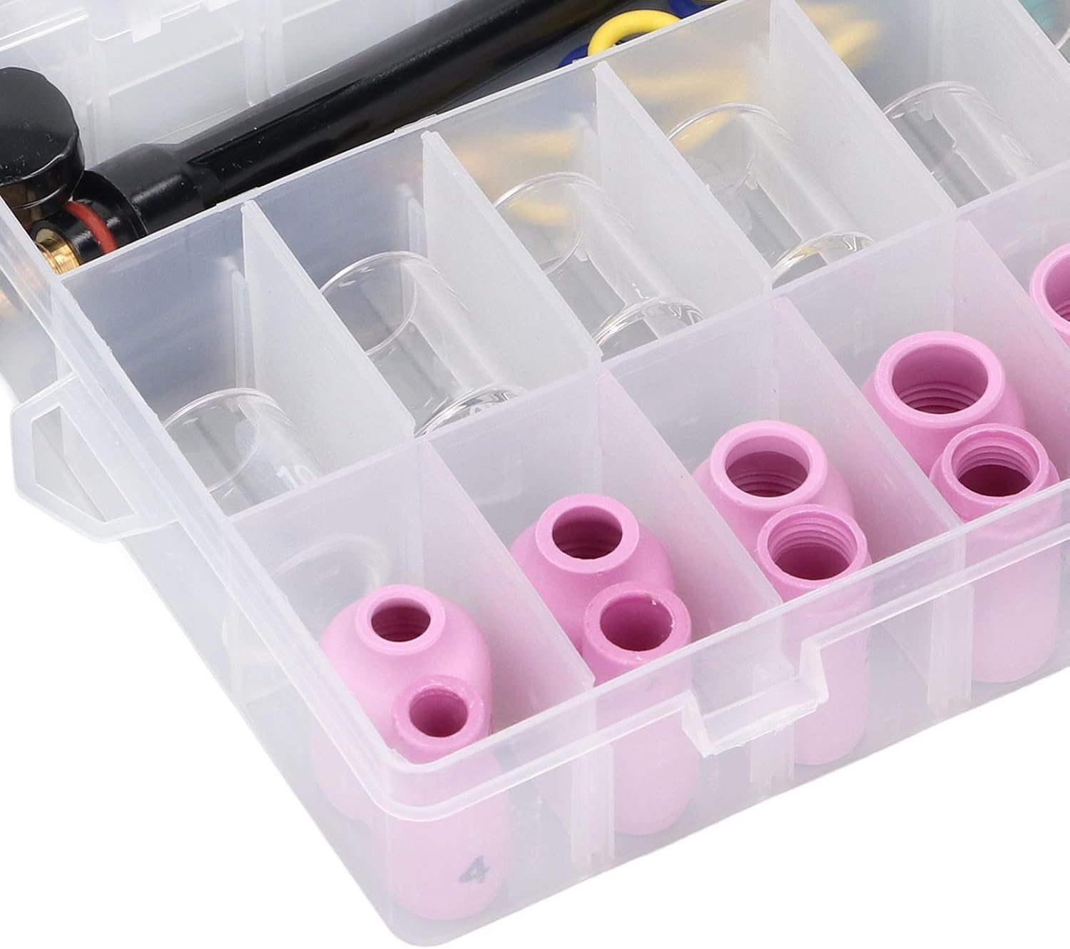 WALFRONT 81Pcs Welding Torch Kit, Gas Lens Type 10 Glass Cup Accessories Tools with Copper and Ceramic Material, for WP17 WP18 WP26 Argon Arc