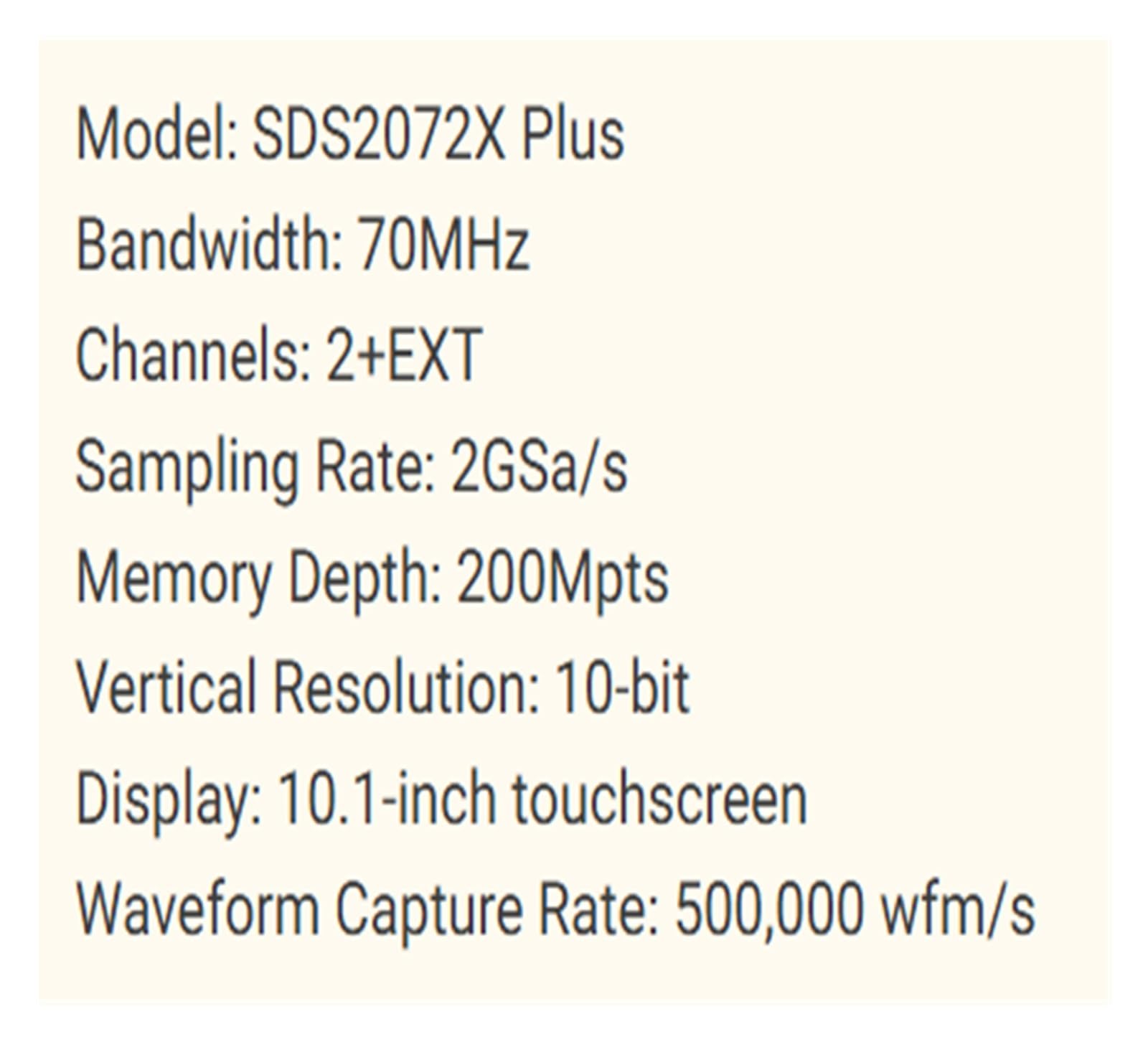 Oscilloscope numérique SDS2072X Plus 70M 2 canaux