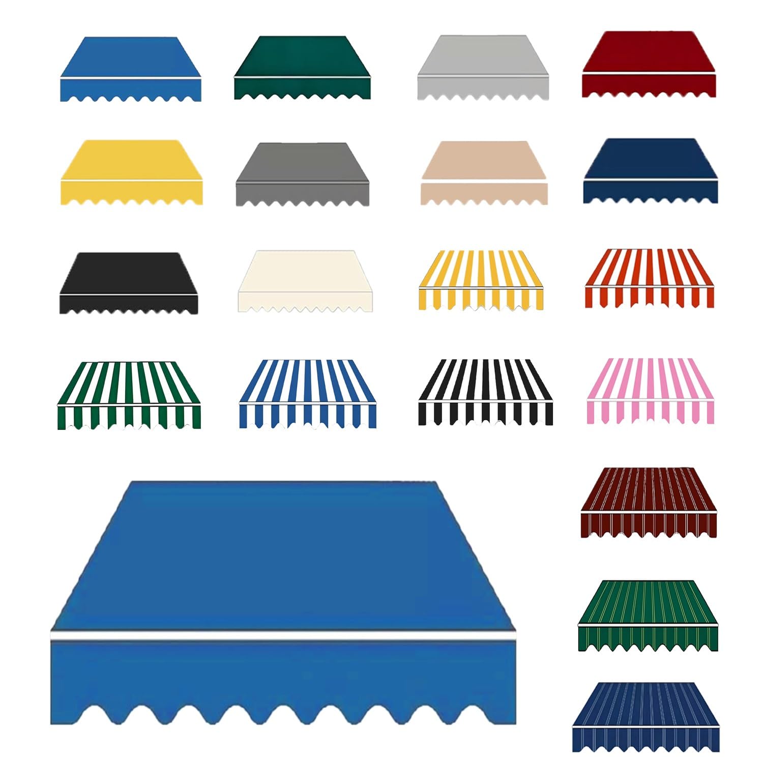 Awning Waterproof Fabric Replacement, 2 3.5 3.8 5 6 m Polyester Canopy Cover for Deck Backyard Garden Balcony, Many Sizes Sun Shade Canvas Cloth with UV Protection(Blue,B3.5mxH3.0m) — image 1