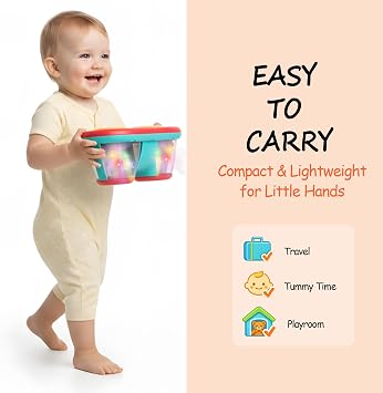 Musical Drum Toy for Children 12 Months and Up, Learning Activity Toy with Rotating Lights and Music, Birthday Gift for Boys and Girls