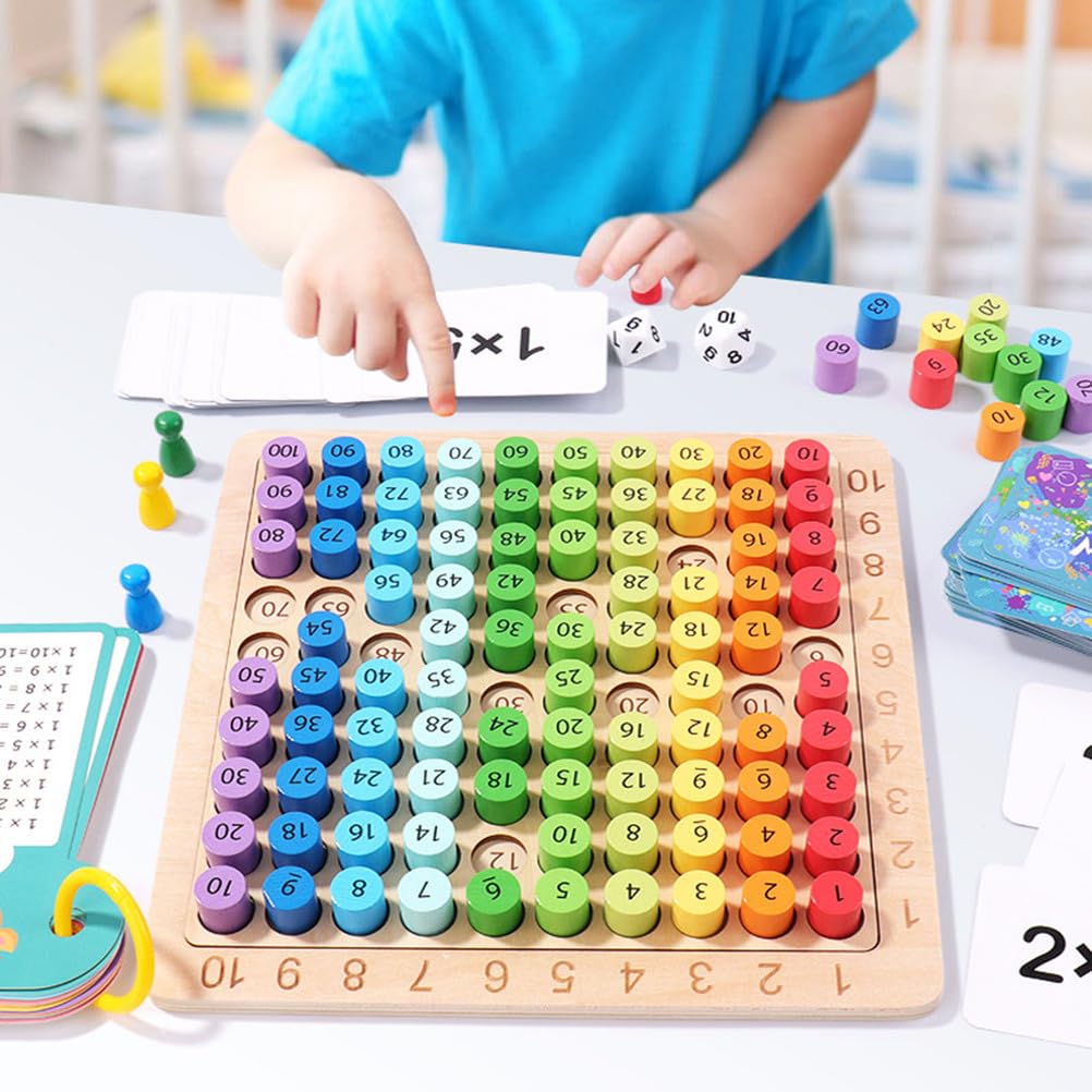 Drewniana gra planszowa mnożenie i sto 3 w 1, Montessori Matematyka Edukacyjna Zabawka dla dzieci
