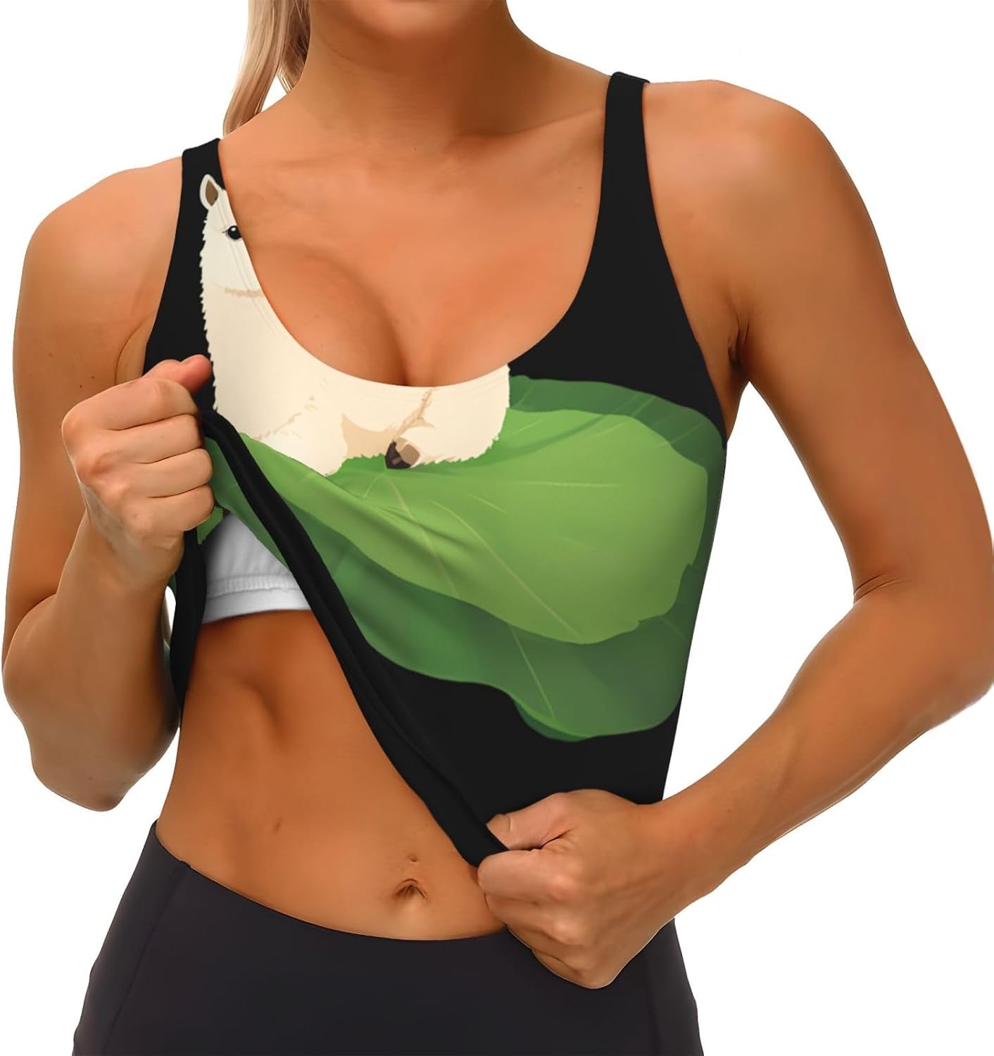 Women's Sports Vest DDCXZPP Alpaca on lotus leaf Printing Soft, Comfortable, Lightweight, and Breathable