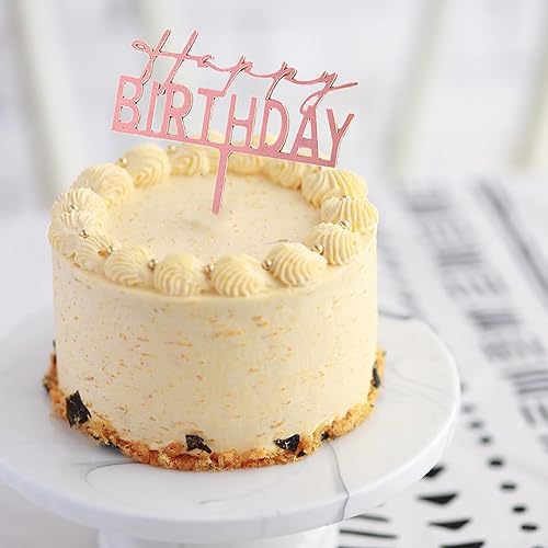 Miniatura 4 de Decoración de pastel de oro rosa, 6 adornos acrílicos para tartas para decoraciones de cumpleaños