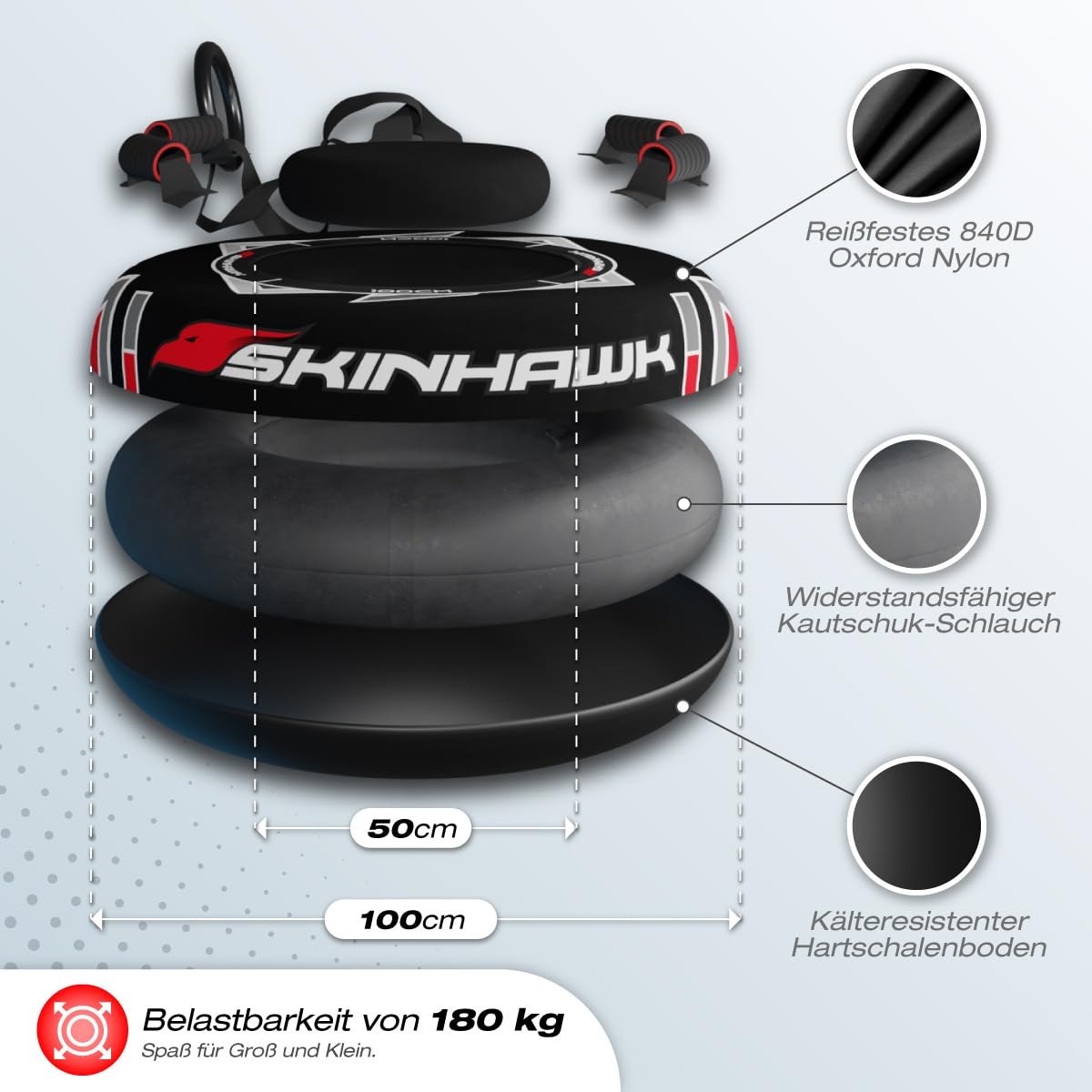 SKINHAWK Pneu de neige professionnel - Diamètre : 100 cm - Noir