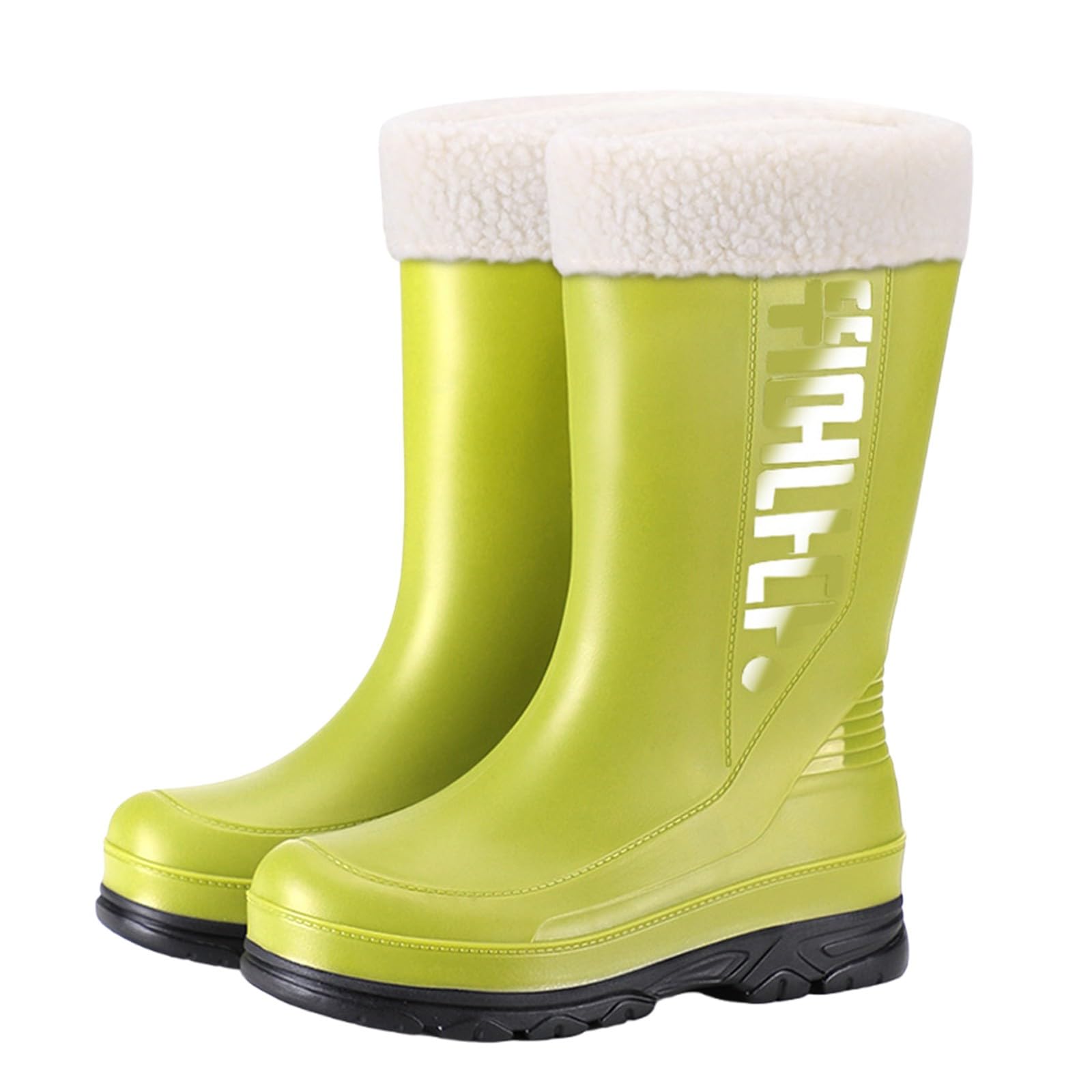 Rubber Boots For Women Waterproof Insulated Mid Calf Rain Boots Winter Warm Fleece Lined Sturdy Hunting Work Shoes