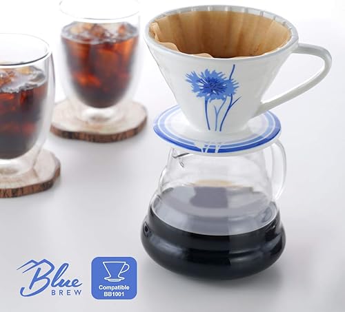 Miniatura 4 de Blue Brew Clear Glass Range Coffee Server for Pour Over Coffee & Tea, 600ml (20oz) Heat Resistant Tea Pot, Carafe, Glass Coffee Pot (BB1008)