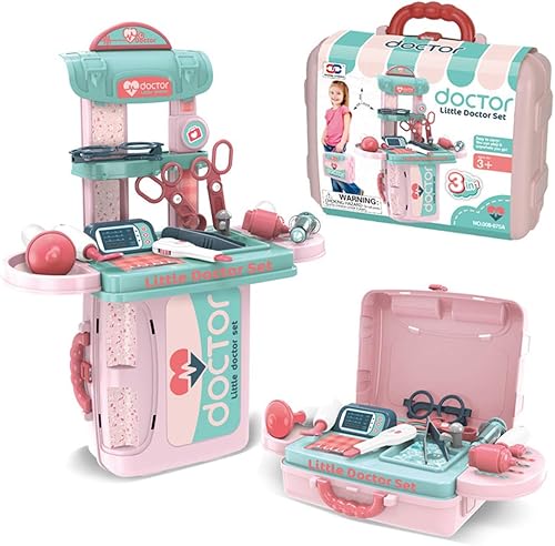 Topoo Kit de doctor para niños, 12 piezas de juguete médico con estetoscopio, juego de rol para niños y niñas, tipo O