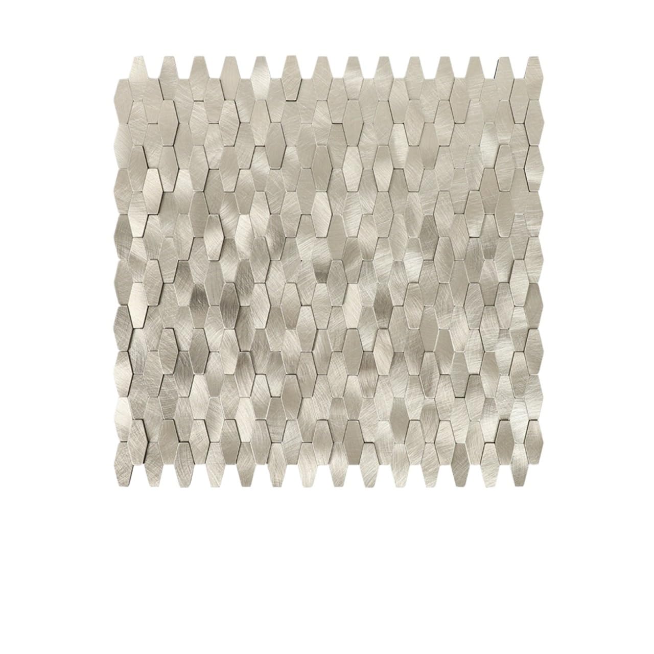 Metal splashback 3D Diamond Self-Adhesive Mosaic Wall Stickers, Aluminum Composite Panel Background Tiles for Living Room and Bar Counter(Champagne)