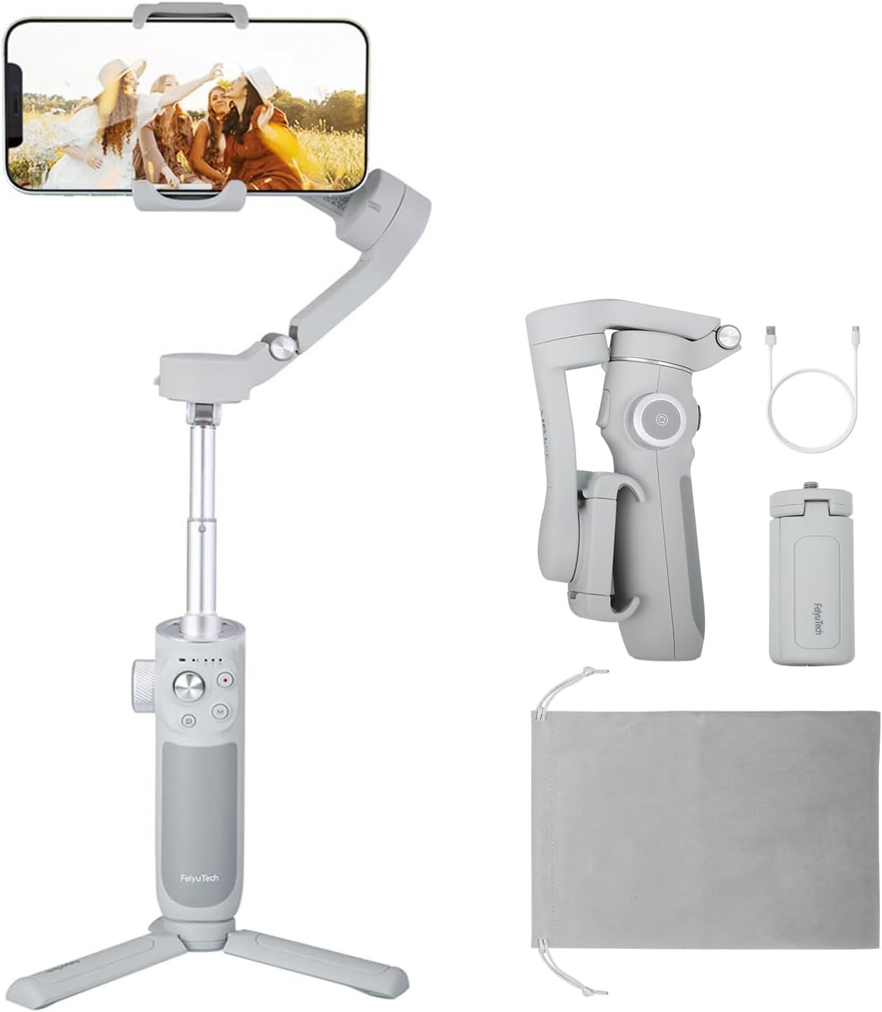 FeiyuTechVimble 4 Gimbal Stabilizer for Smartphones for All iPhone and Android Series 3-Axis Phone Gimbal 260g Payload AITracking/Dolly Zoom/Time-Lapse Handheld Stabilizer