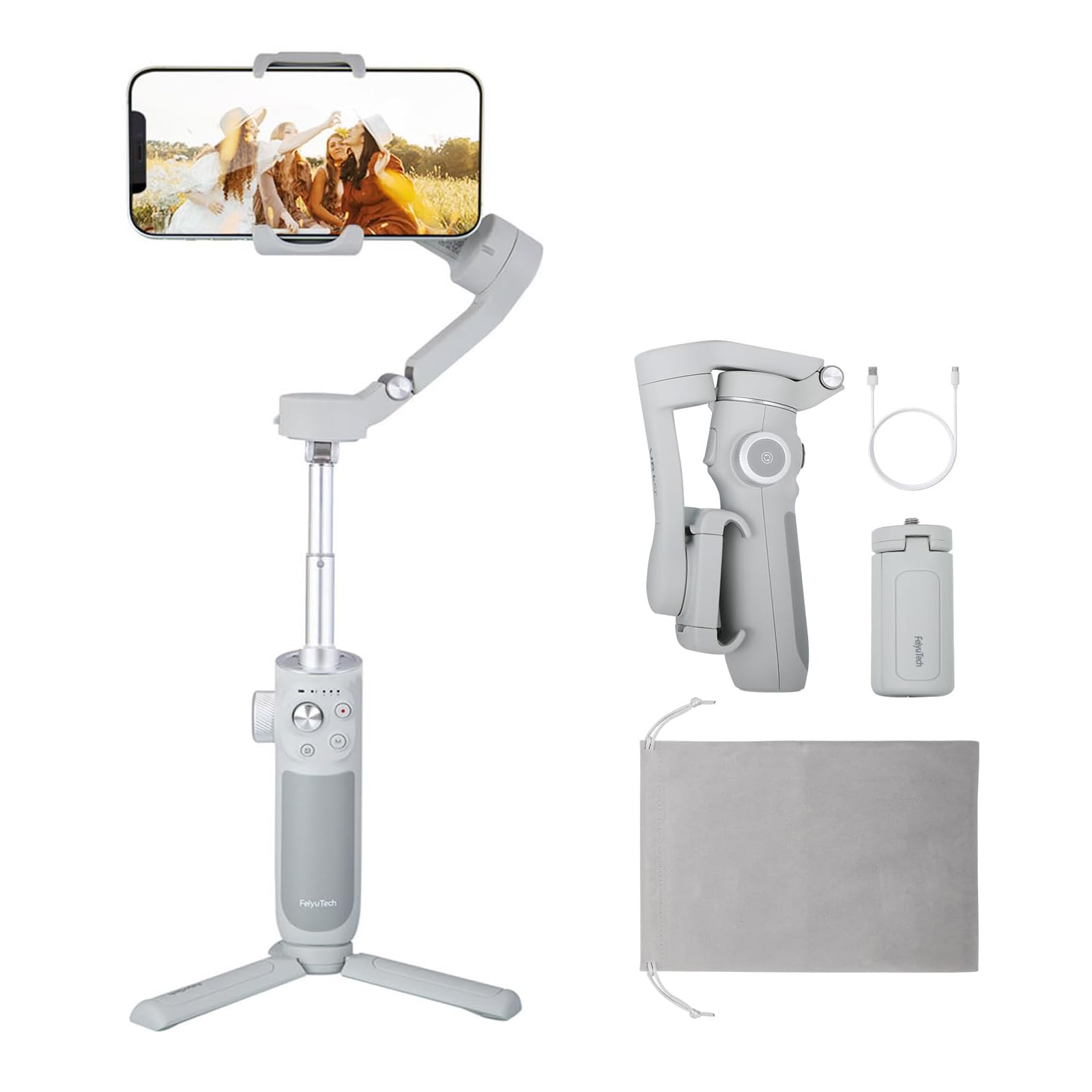 FeiyuTech Vimble 4 Gimbal Stabilizer For Smartphones For All Iphone And Android Series 3-Axis Phone Gimbal 260G Payload Aitracking/Dolly Zoom/Time-Lapse Handheld Stabilizer,Black