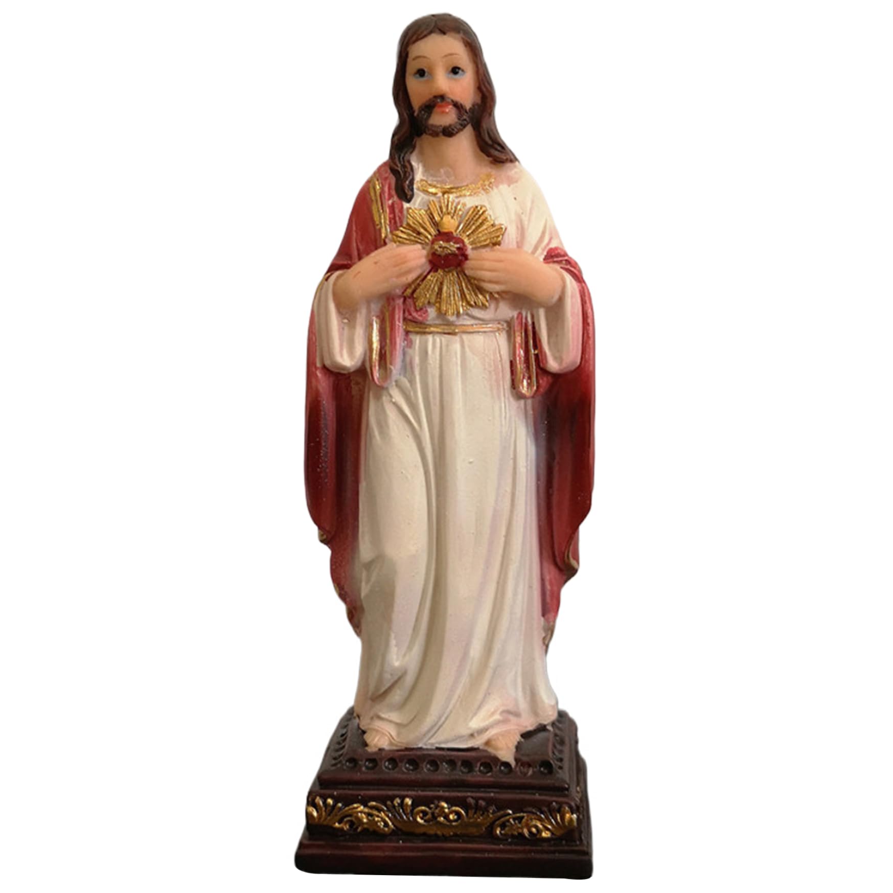 Muzrunq Sacred Heart of Jesus Statue 5.12 Inch Resin Jesus Statue Renaissance Christ Religious Figurine for Car Home Housewarming Present