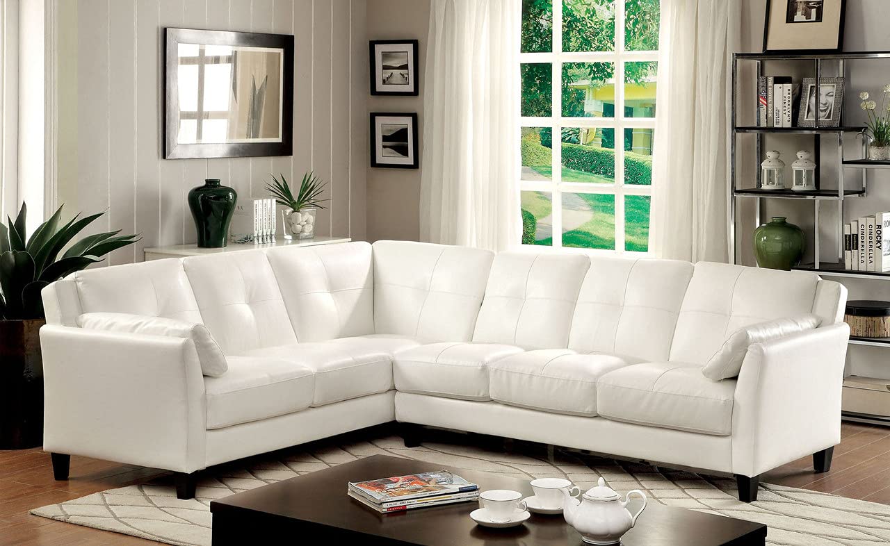 Homax. SF161 Solid Sal Wood Leatherette Upholstered Sofa Set 5 Seater Left Hand Side Facing Modular, Sectional, Corner L Shaped Sofa Set for Living Room Furniture, White Color-image-30