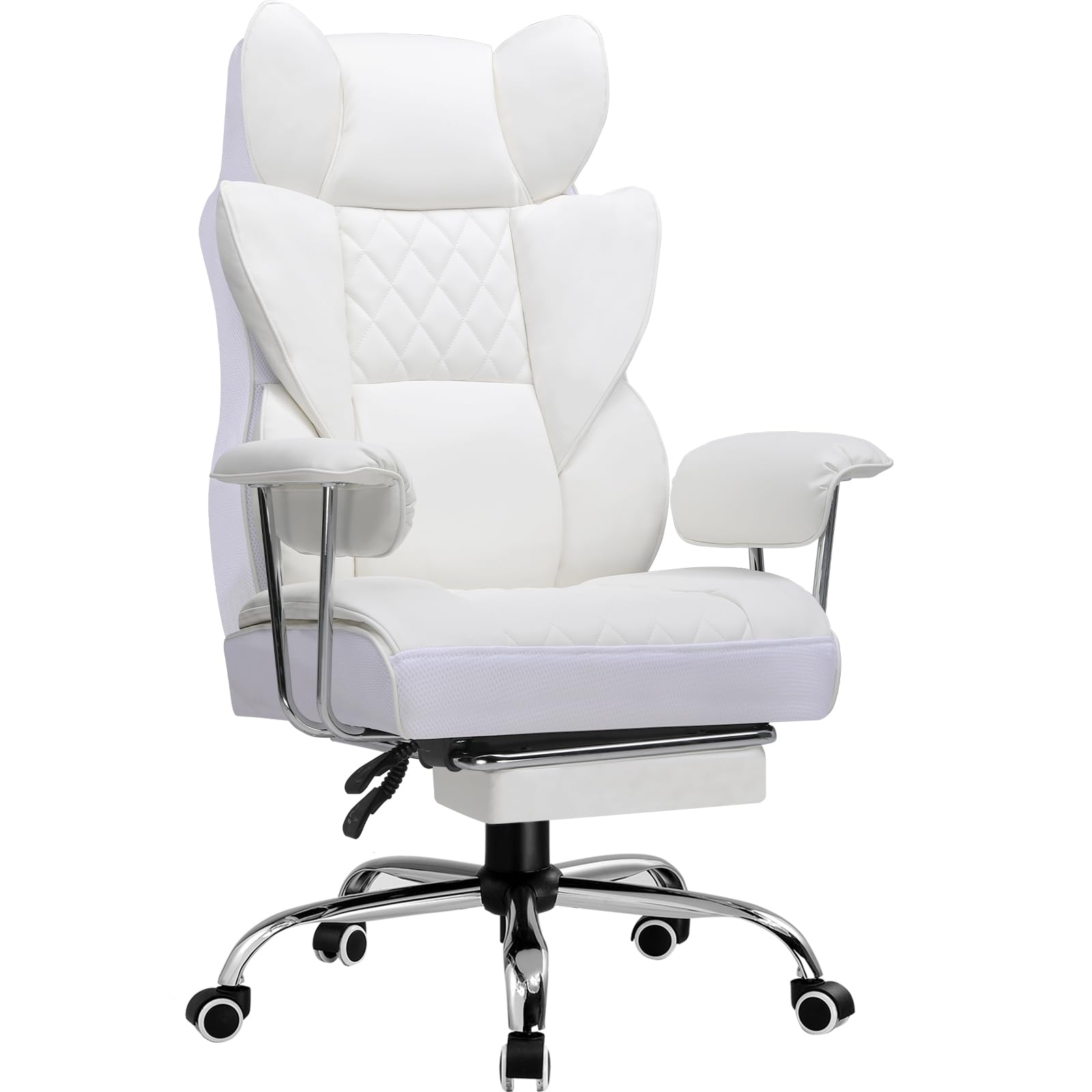 GTPLAYER Gaming Chair Ergonomic Reclining Gaming Chair with Footrest Computer Chair Height Adjustable Office Chair for Work (White)
