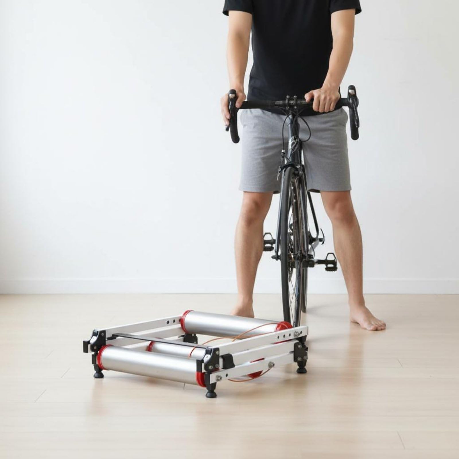 Entrenador de Bicicleta Interior Rodillo Bicicleta Estática Soporte Ciclismo Plegable de Material Ligero Ajustable para Entrenamiento en Interiores