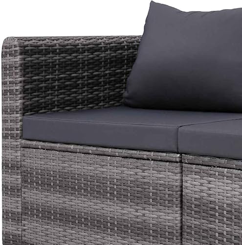 Miniatura 6 de vidaXL Juego de sofá de patio de 3 piezas, diseño elegante y práctico con ratán de polietileno resistente a la intemperie y marcos de acero con