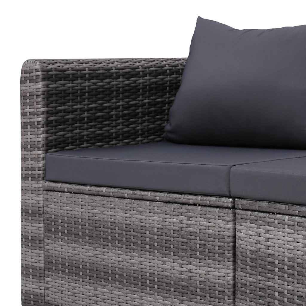 vidaXL Garten Sofagarnitur mit Rückenkissen Sitzkissen 3-TLG. Gartensofa Gartenmöbel Gartengarnitur Sitzgruppe Sitzgarnitur Gartenset Grau Poly Rattan