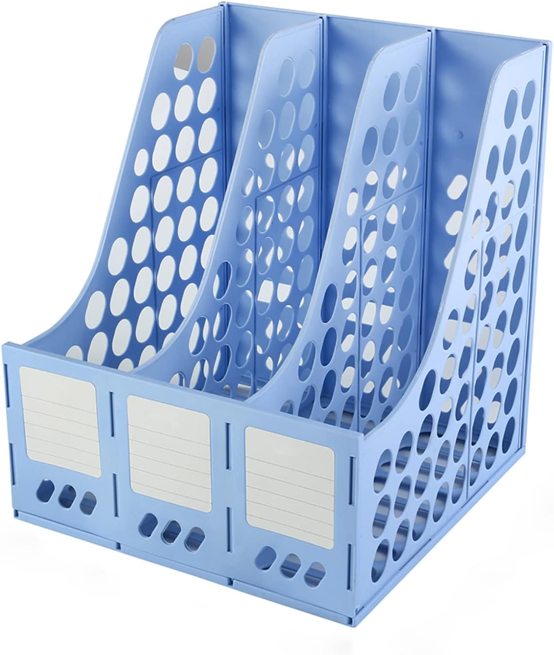 EONO - Revistero archivador organizador de documentos de escritorio, 3 compartimentos, plástico (azul)