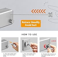 Vista 3 de BESy Funda retráctil ABS + secadora de aluminio con cuerda doble de acero inoxidable ajustable, estilo hotel, resistente, método de montaje