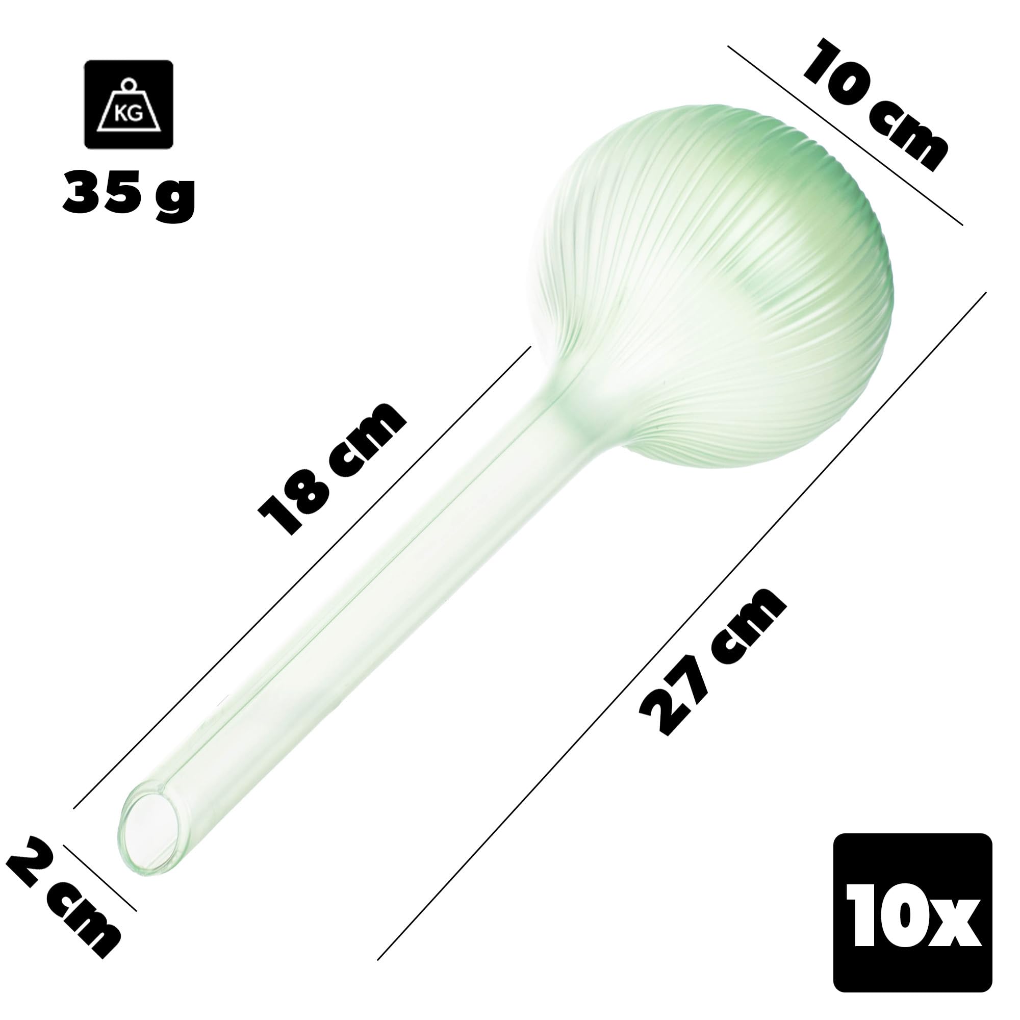KADAX Bewässerungskugeln 400ml für Pflanzen, 10er Set, automatische Pflanzenbewässerung, Topfpflanzen Selbstbewässerung, Wasserkugeln aus Kunststoff (Grün)