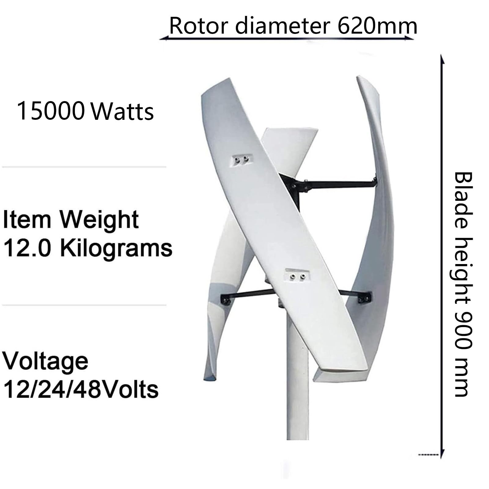 6000W,8000W,10000W,12000W,15000W Windkraftanlage-Generator, 3 Blätter Low Noise 12V/ 24V/ 48V Generator Windmühle Mit Controller Für Outdoor Hof Nutzung Und Wind Turbine,15000W-48V