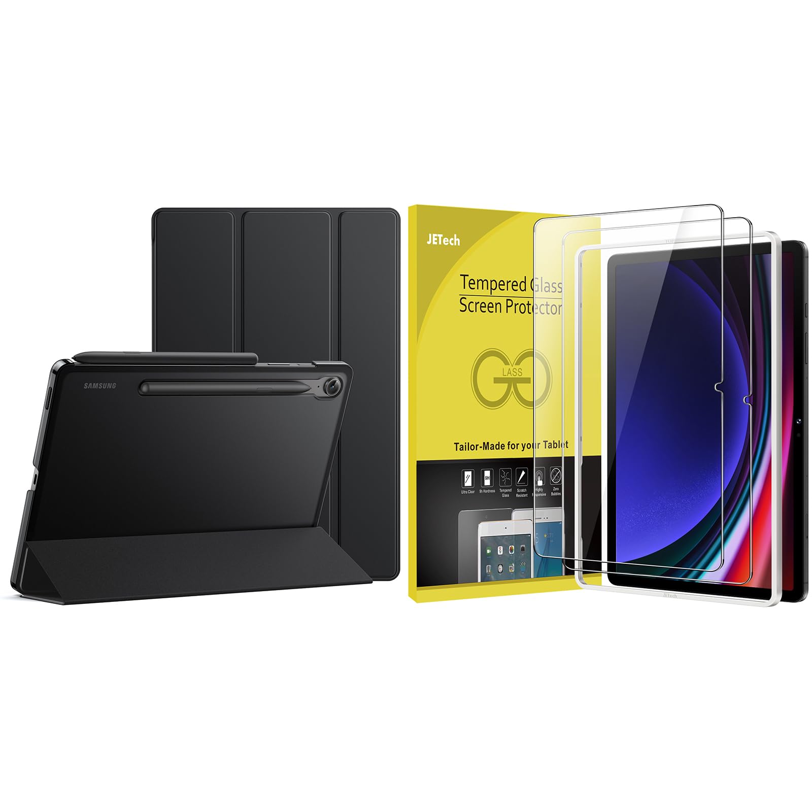 JETech for Samsung Galaxy Tab S10 Lite / S10 FE / S9 FE 10.9-Inch Case and Tempered Glass Screen Protector Bundle