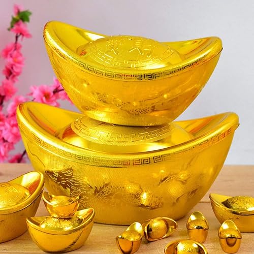 Miniatura 9 de PRETYZOOM Adorno de lingote de dinero de la suerte, adorno decorativo de Feng Shui, adorno de lingote de juguete decorativo para salas de casa,
