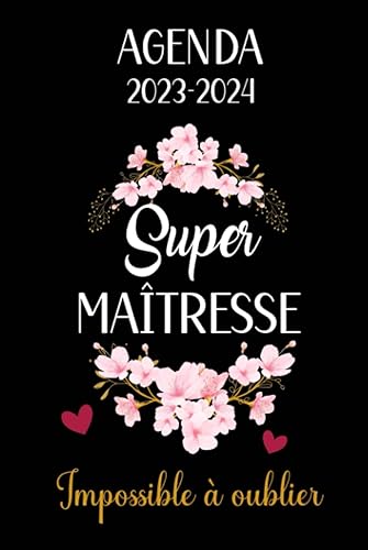 SUPER MAÎTRESSE - Agenda semainier A5: Couverture Rigide | Planificateur 1 semaine sur 2 pages - Cadeau maîtresse d'école - Idée cadeau pour fin d'année scolaire
