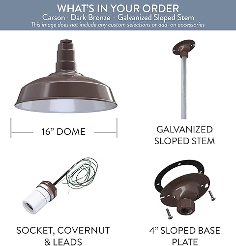 Miniatura 9 de Steel Lighting Co. Carson Barn Light  Colgante montado en el techo  Cúpula de 16 pulgadas  vástago inclinado de 12 pulgadas  Luz de acero de estilo