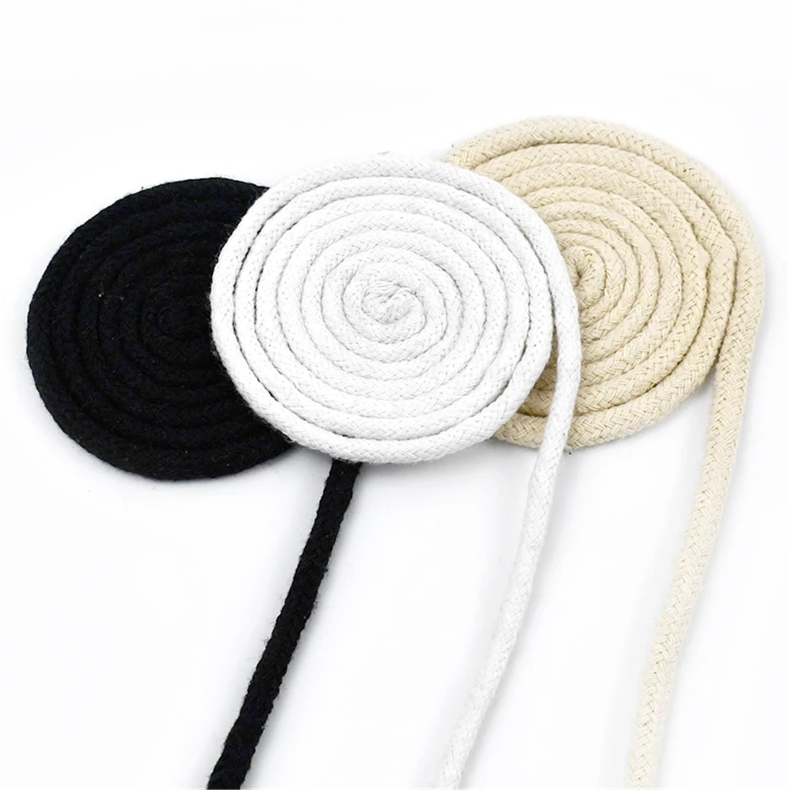 Bawełniany sznurek do makramy, Skręcony sznurek bawełniany 10M 4-10mm 16 pasm wielokolorowa makrama DIY | Beige-10mm