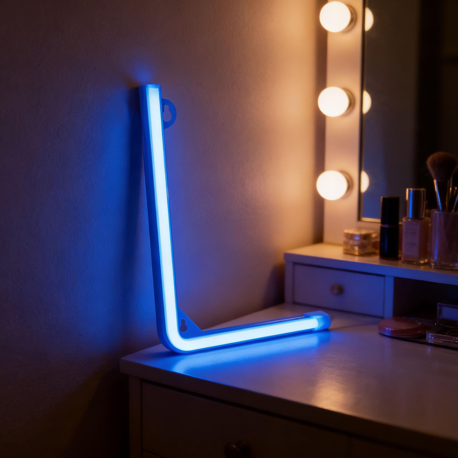 shulovehua LED Blue Neon Letter Signs Night Light Battery or USB Operated LED Marquee Letters Neon Art Decorative Lights Wall Decor for Children Baby Room Christmas Wedding Party Decoration(L) — image 1