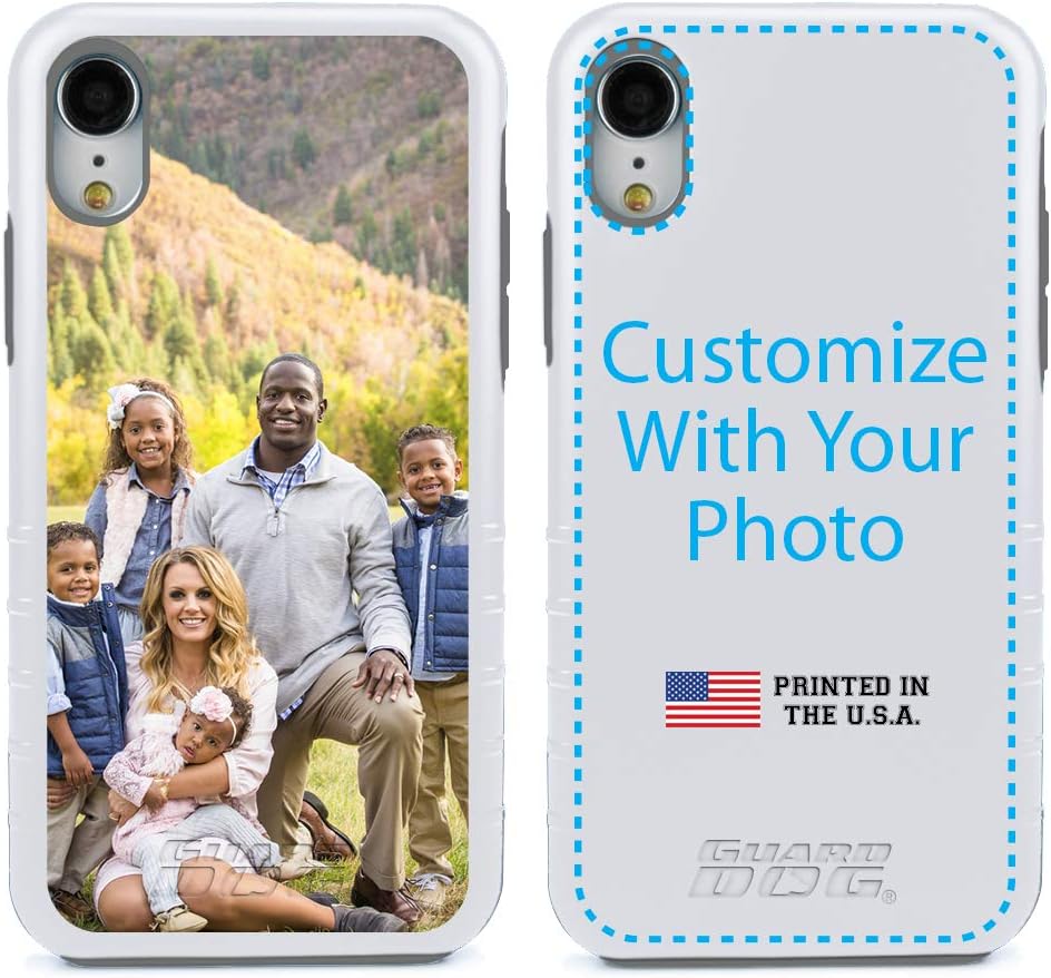 Guard Dog Custom iPhone XR Cases – Personalized – Make Your Own Protective Hybrid Phone Case (White, Gray)