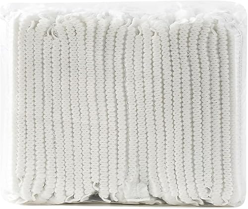 NOVAGO Lot de 100 Charlottes Jetables 52 cm en Tissu Non Tissé - Bonnet Protection Cheveux Respirant pour Médical Restauration Agro-Alimentaire Beauté (Blanc)