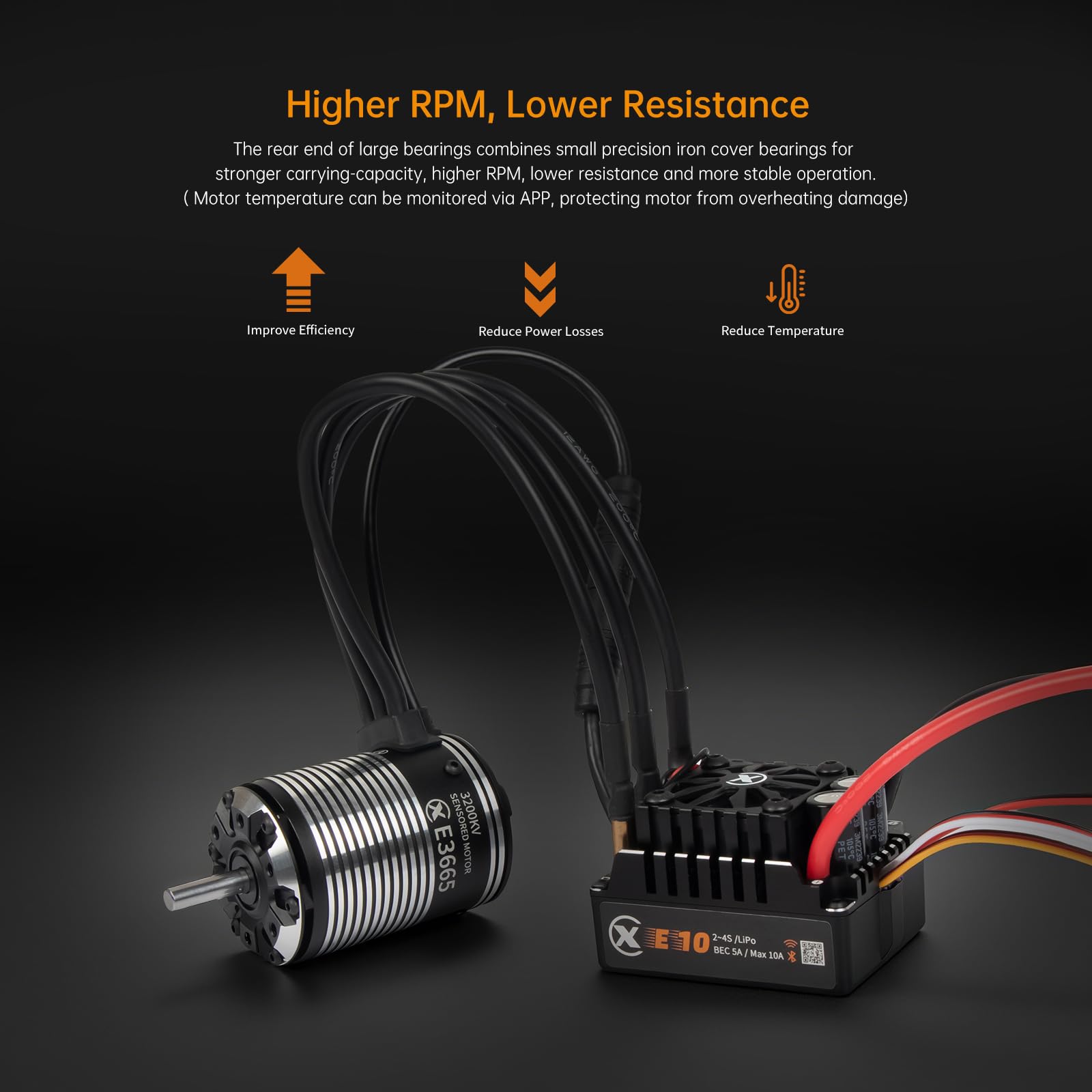 XC E10 2-4S Capteur Brushless ESC et E3652 3S 4100KV Moteur Combo pour 1/10