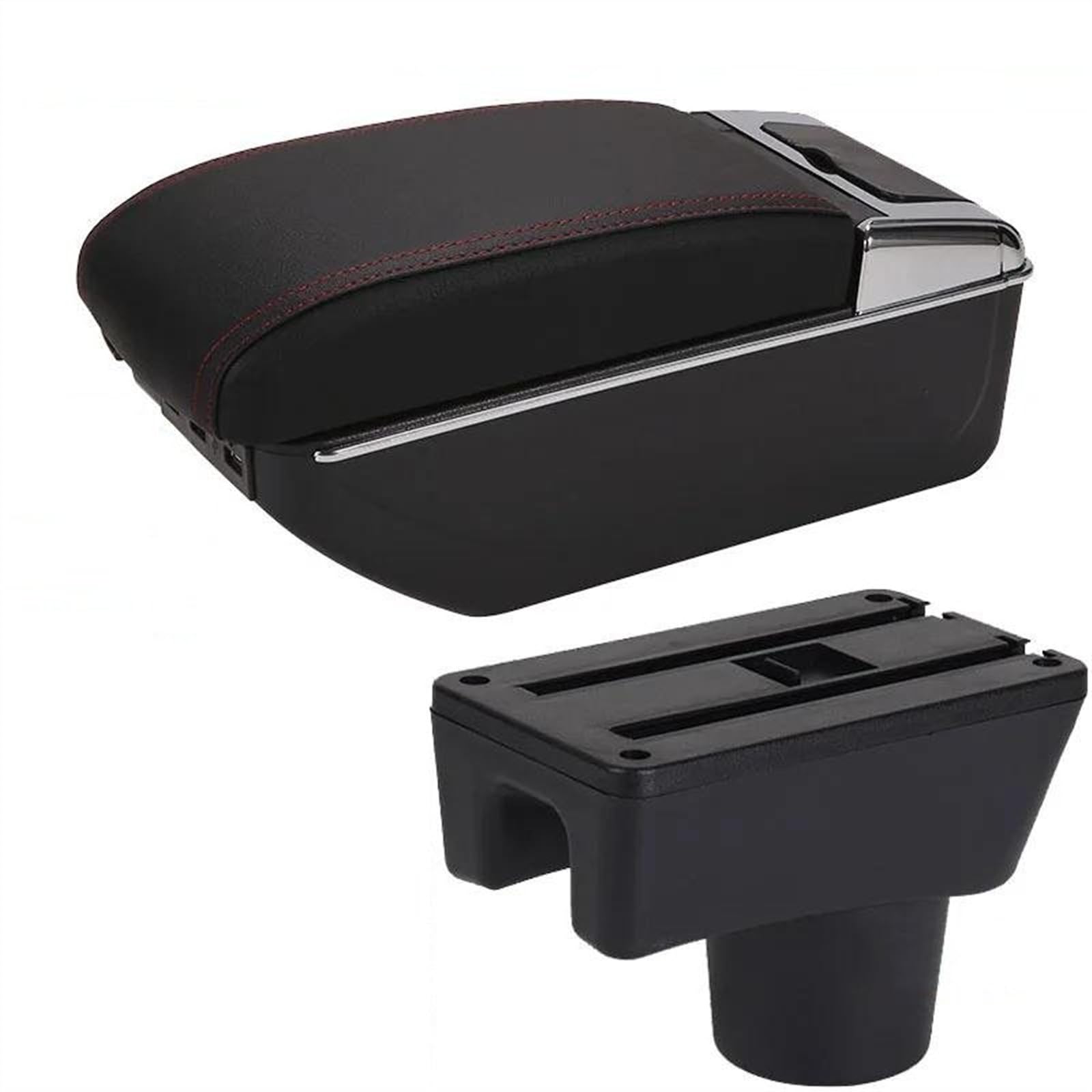 NOHEEU Car Armrest Box Retrofit Parts Accessorie Storage For Attrage For Mirage(A1 Black red 7USB)
