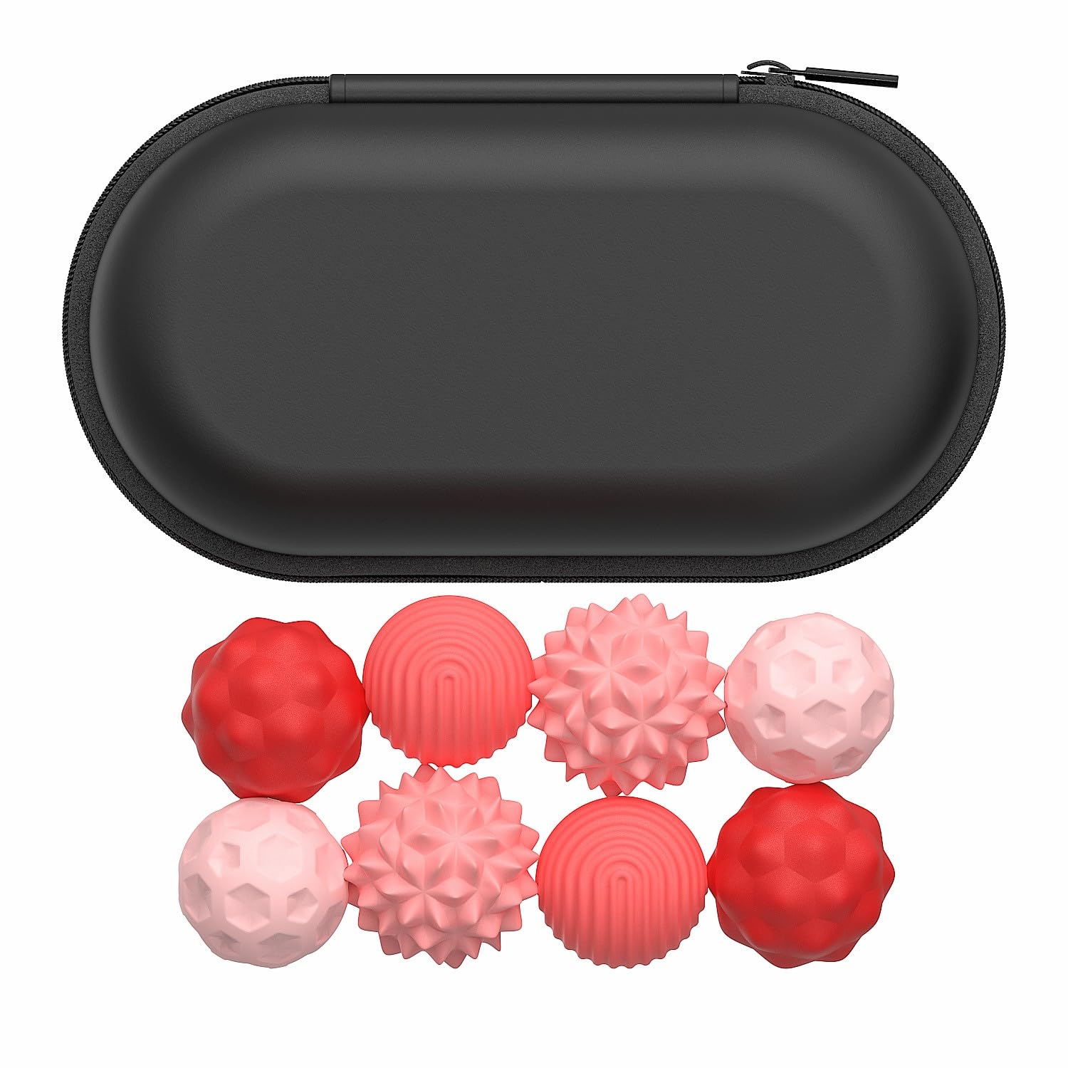 Magnetic Sensory Fidget Balls, Silicone Stress Relief Toys for Teens & Adults with Autism, ADHD, Anxiety, Quiet Executive Desk Fidget Magnets for Office, Fun Textures Roller Travel Toys (Red, 8PCS)
