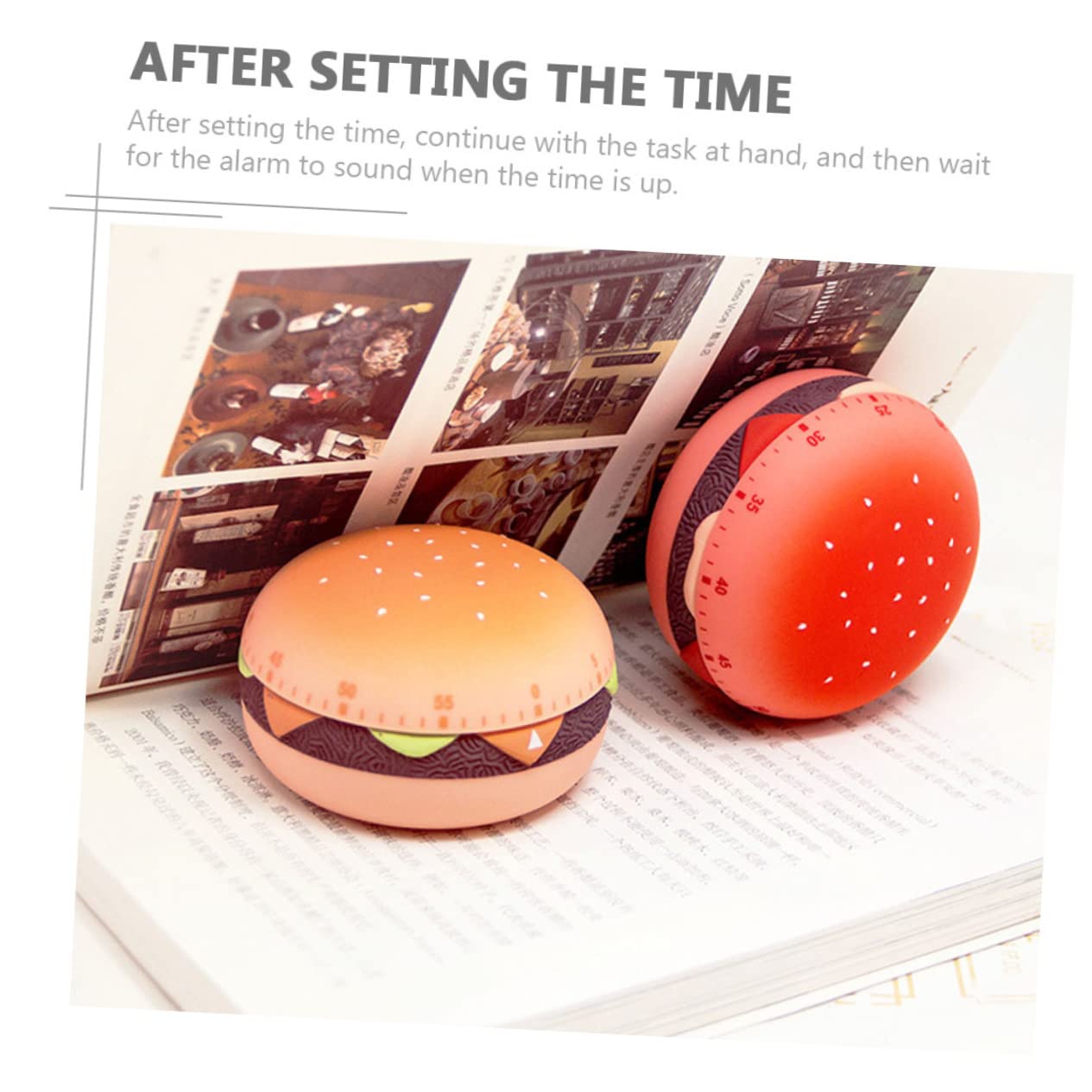 Alipis 3piezas Temporizador Mecánico De Cocina Forma De Hamburguesa Cronómetro De Plástico para Hornear y Cocinar Herramienta De para Restaurantes y