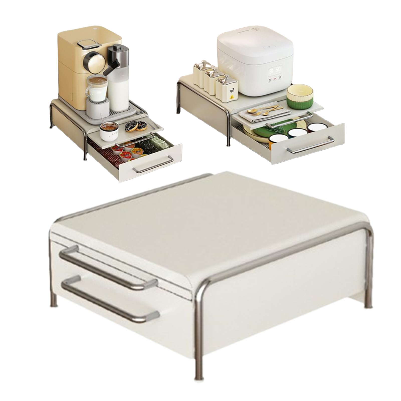 Amazon.co.jp: Poxvalzor 【レンジ下スライドテーブル+引き出し