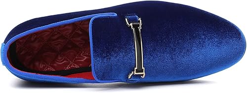 Miniatura 3 de Zapatos de vestir azules para hombre, mocasines de terciopelo para baile de graduación, zapatos de boda rojos, zapatos planos de conducción para