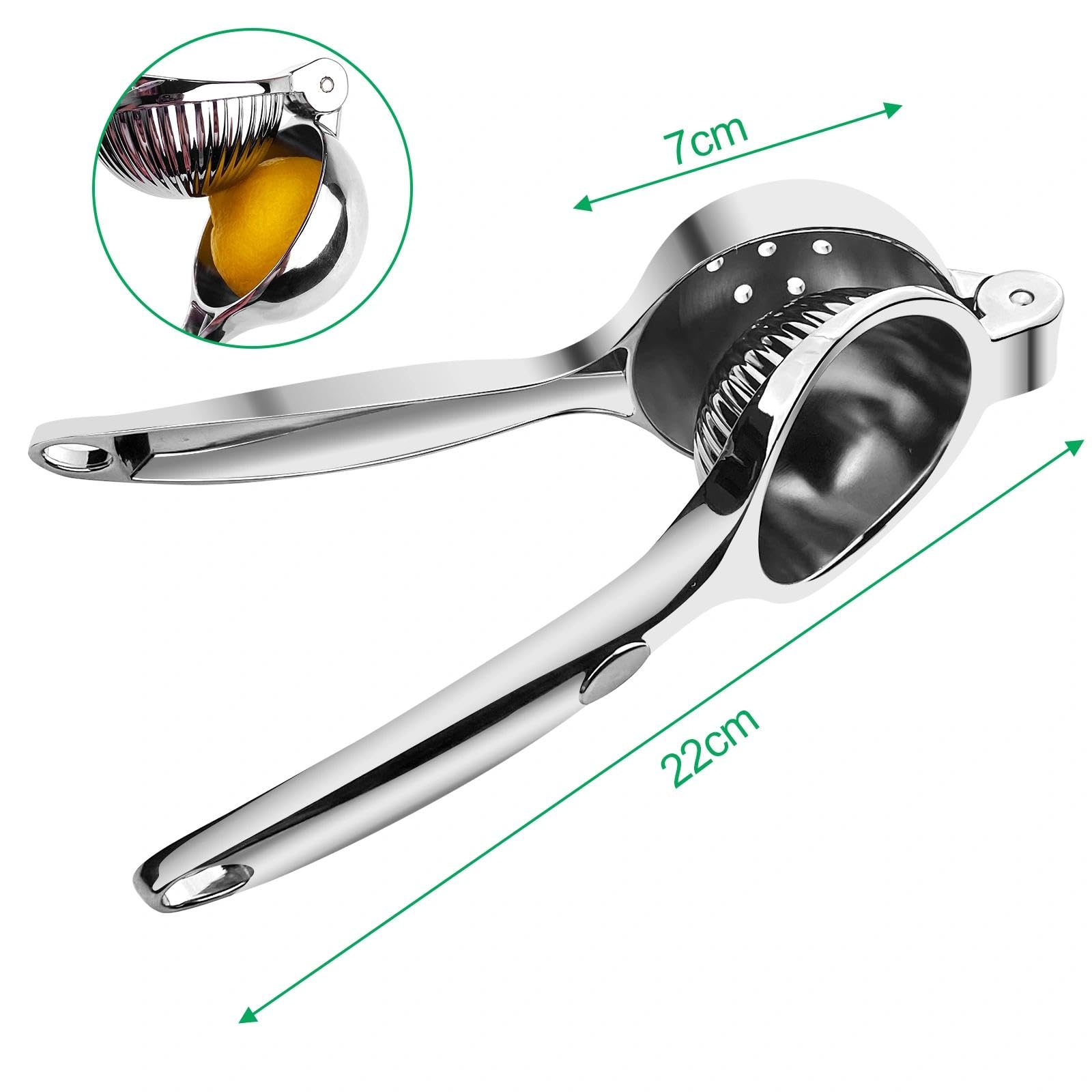 Ravytha Spremilimone Manuale, Spremi Limone Manuale, Spremiagrumi Professionale a Leva di Alluminio, con diametro di 7cm, Spremitiagrumi Manuale, per Cucina, Bar e Ristorante (Argento) - 3