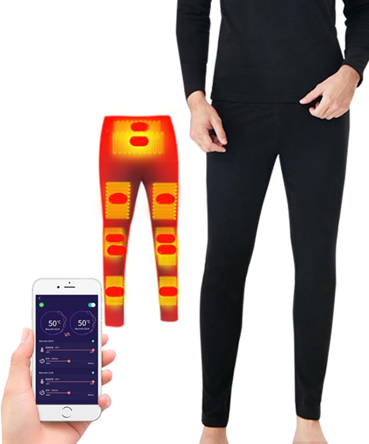 20 Areas Electric Heated Underwear Set for Men Women,Thermal Underwear App Control Warm Shirt and Pants