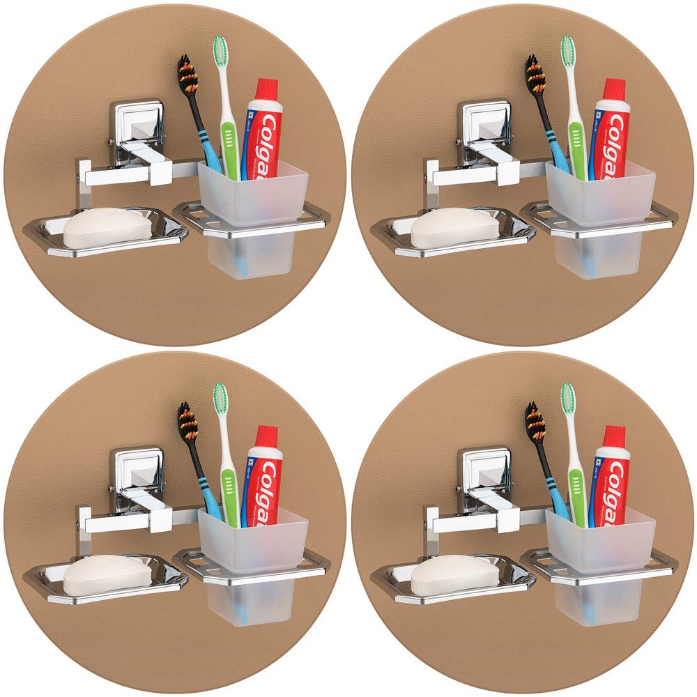 Plantex 304 Grade Stainless Steel 2in1 Soap Holder with Tumbler Holder/Bathroom Accessories Pack of 4, Darcy (Chrome) (B088M8Q1RV) Amazon Price History, Amazon Price Tracker