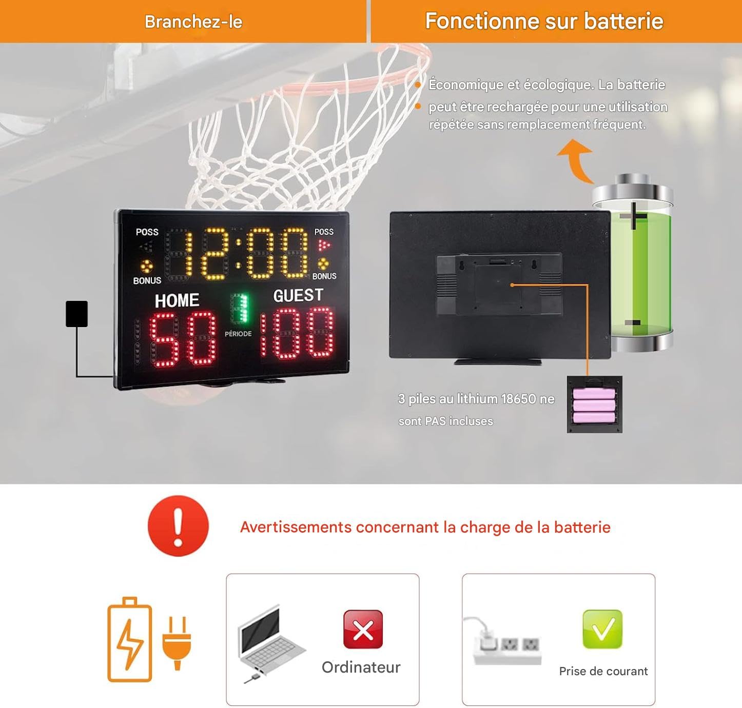 Tableau D'affichage Numérique, Tableau D'affichage électronique avec Télécommande 11 Chiffres LED Tableau de Score pour Basket-Ball, Volley-Ball