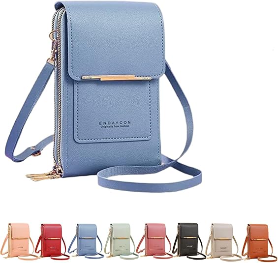 Moon Mood® Universal Handytasche Als Umhängetasche – Blau, PU Leder, Passt Für Smartphones Bis 6,3 Zoll, Mit Gürtelhaken