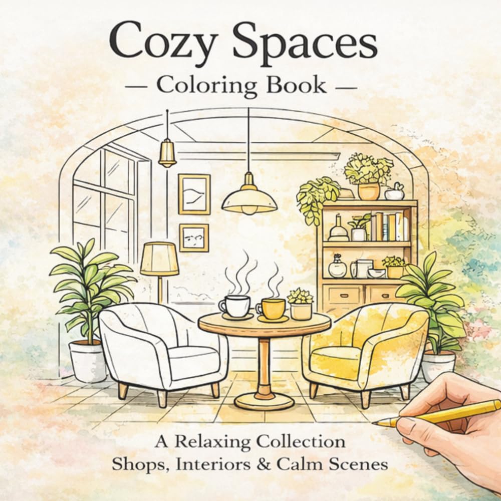 Cozy Spaces Colouring Book: A Relaxing Collection, Shops, Interiors and Calm Scenes