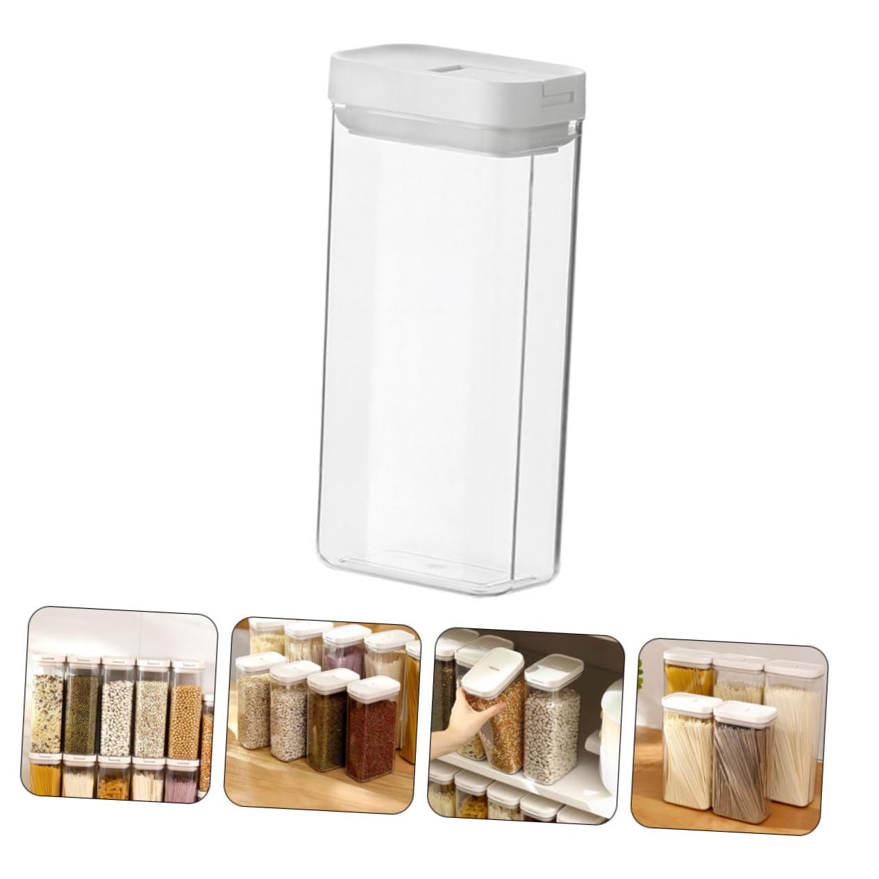 Alipis 4piezas Contenedor De Pasta Hermético Organizador De Alimentos Reutilizable Para Espaguetis Granos y Cereal Caja De Almacenamiento De Cocina Tapa Aislante