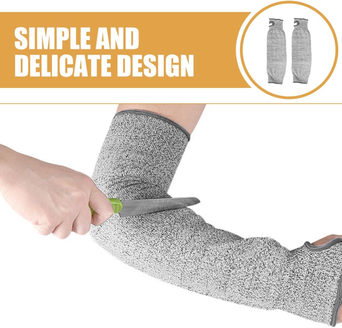 Zerodeko Cut Resistant Arm Sleeve Guard for Gardening and Work, Protective Forearm Sleeves with Thumb Hole, Gray-black Pe Material, Large 40cm Length, 2pcs